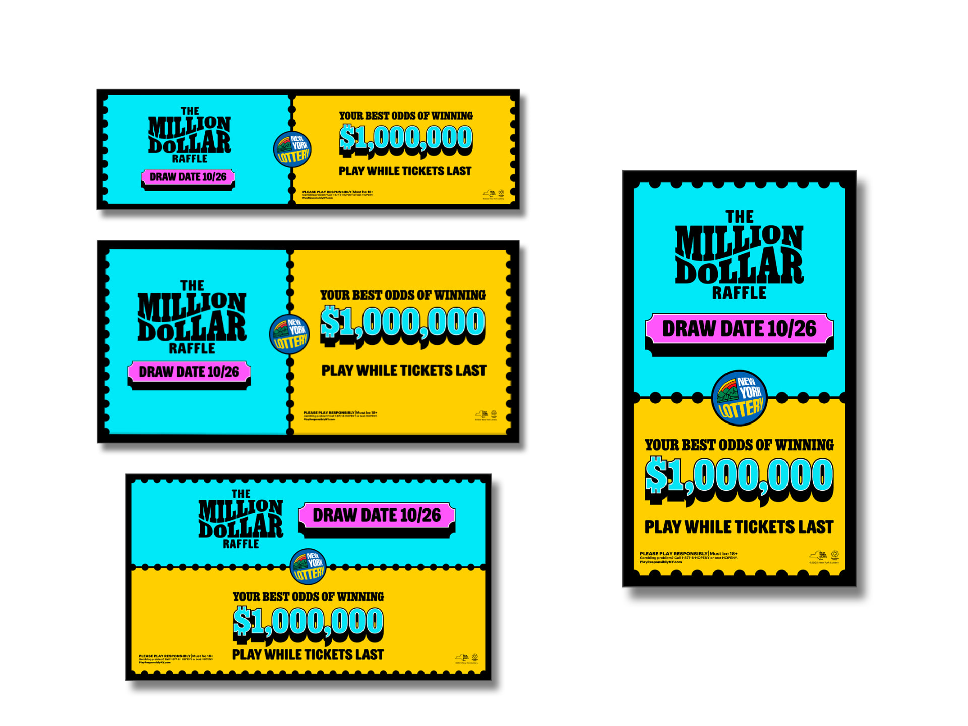 NY Lottery — Million Dollar Raffle digital banner campaign production by Walter Lynch